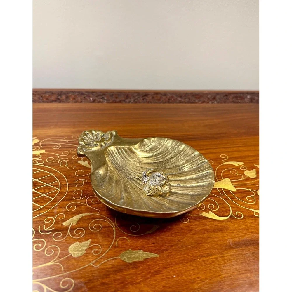 Vintage Brass Shell Trinket Dish